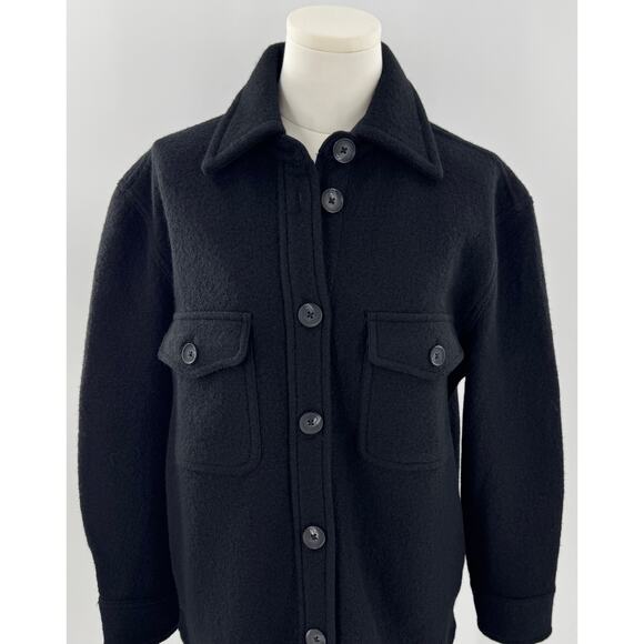 Quince Womens 100% Wool Black Shirt Jacket Shacket Small NWOT - Picture 2 of 11